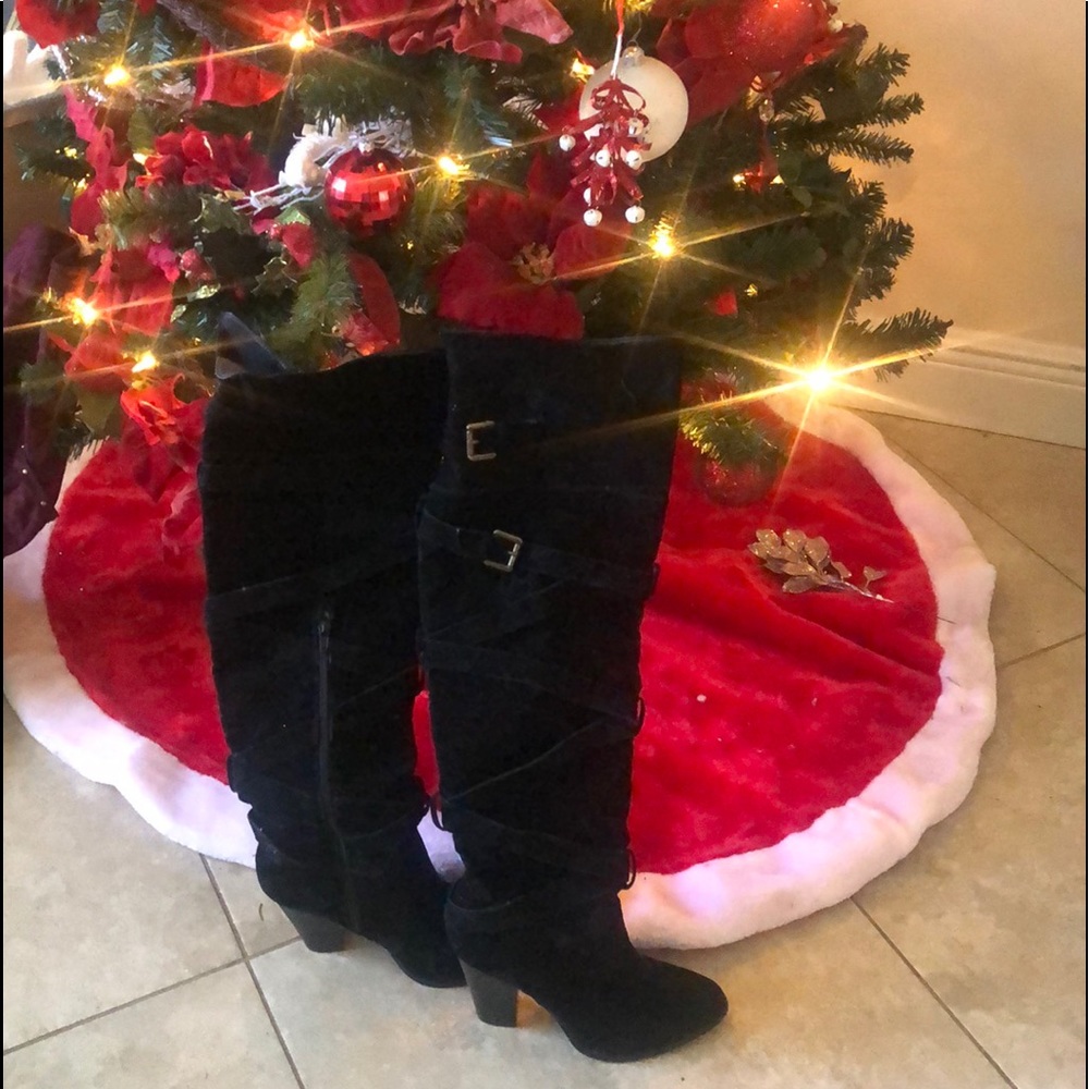 Over Knee Black Suede Boots